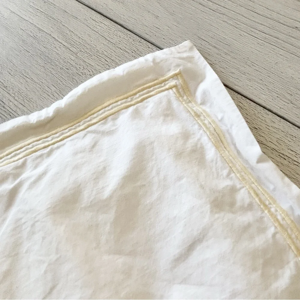 RESTORATION HARDWARE White Yellow Italian Satin Stitch Hotel Sham Lumber Italy